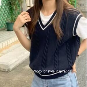 Vintage American outpost navy blue crop sweater vest